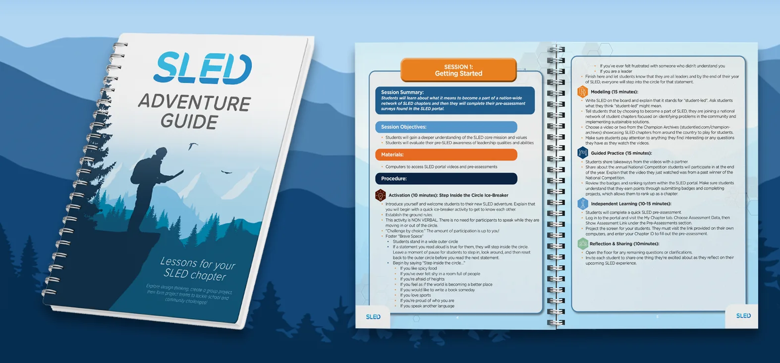 The SLED Adventure Guide with a scripted session open